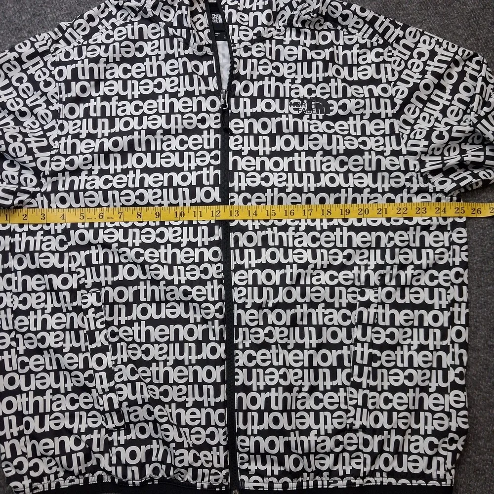 The North Face Mens Windwall Jacket Black White All Over Logo Print Large L